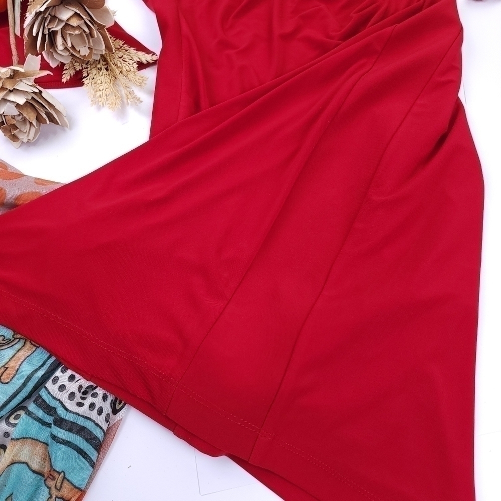 Ann Klein Red Dress Sz 6 - Picture 5 of 14
